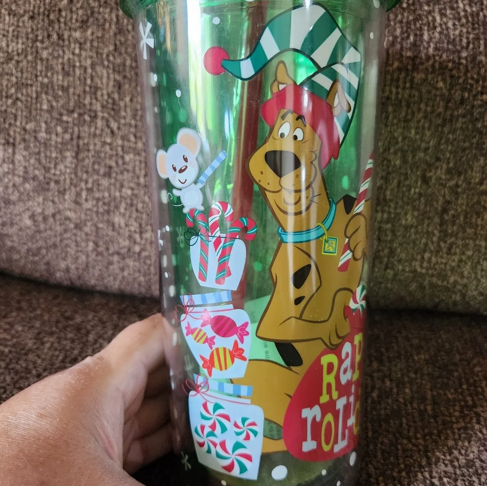 Scooby Doo Christmas Tumbler Cup With Lid And Straw NWOT 20oz Green